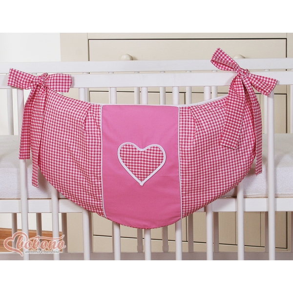 Sacca Portagiochi per Lettino - Cuori Rosa a Scacchi Cuori