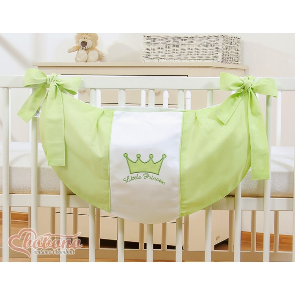 Sacca Portagiochi per Lettino - Cuori Verde Little Prince/Princess