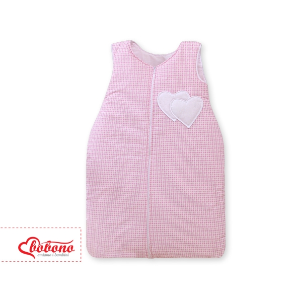 Sacco a Pelo per Neonati Rosa a Scacchi Cuori