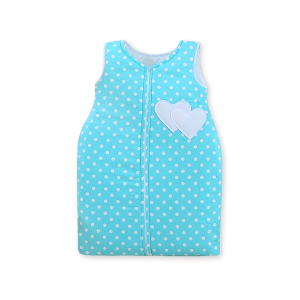 Sacco da Nanna Neonato Turchese Pois Bianchi Cuori