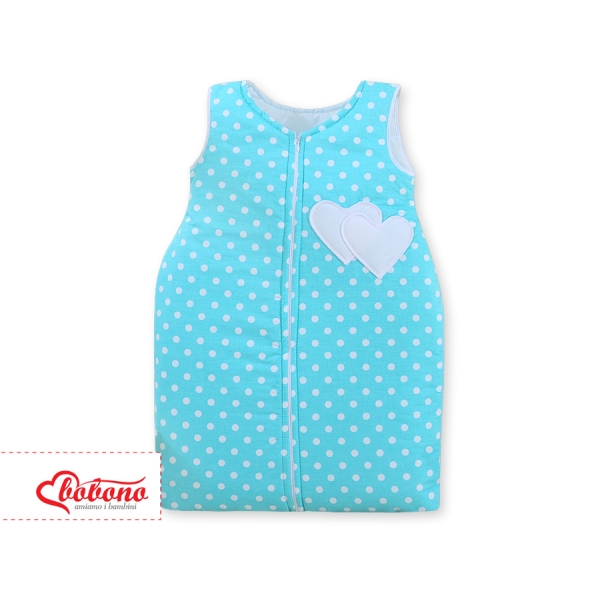 Sacco da Nanna Neonato Turchese Pois Bianchi Cuori