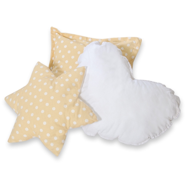 Set 3 Cuscini Beige Pois Bianchi