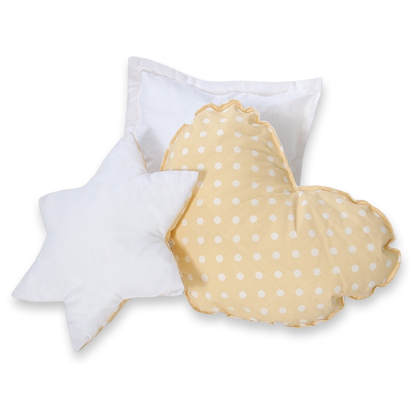 Set 3 Cuscini Beige Pois Bianchi