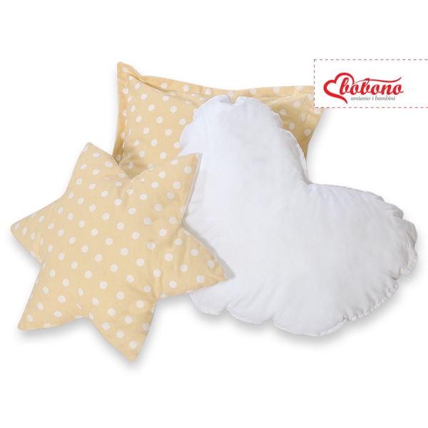 Set 3 Cuscini Beige Pois Bianchi