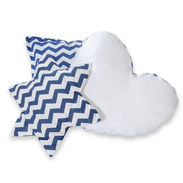 Set 3 Cuscini Blu Scuro Chevron