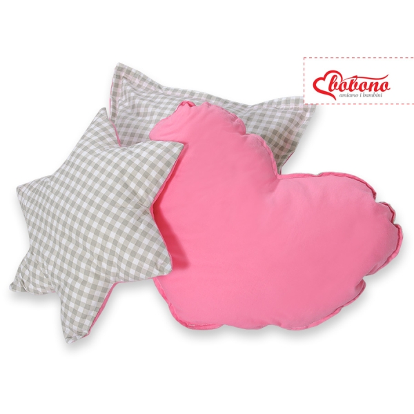 Set 3 Cuscini Rosa Grigio a Scacchi
