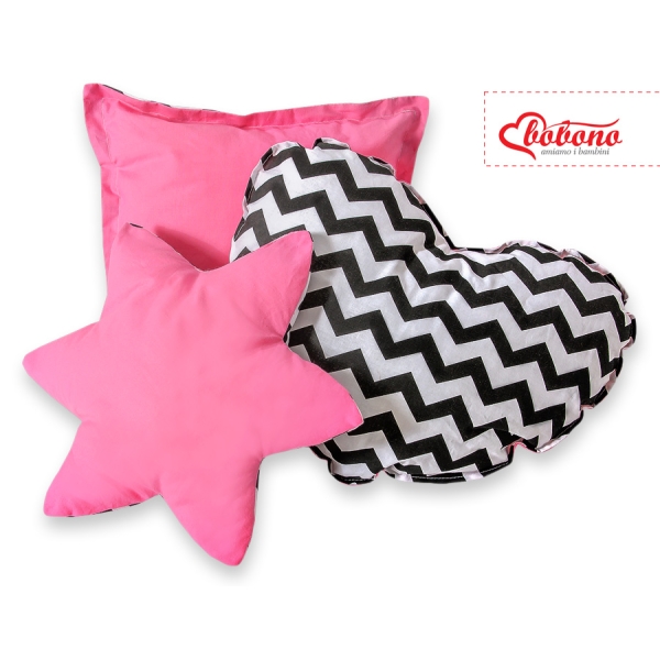 Set 3 Cuscini Rosa Nero Chevron