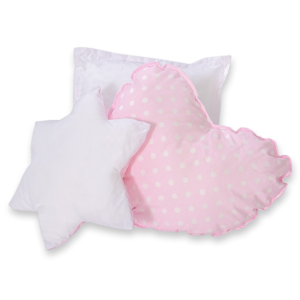 Set 3 Cuscini Rosa Pois Bianchi