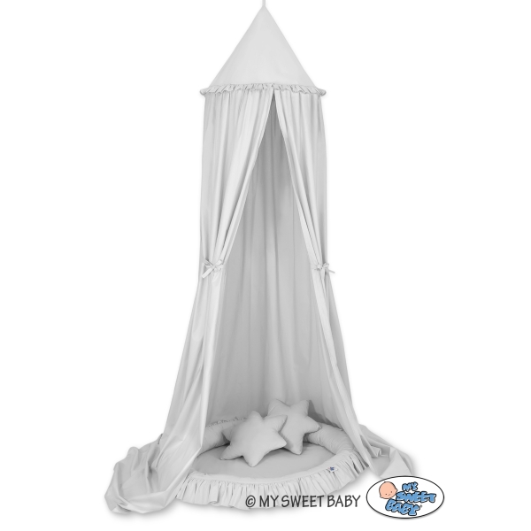 Set: Baldacchino da Appendere + Nido con Balze + Cuscini Grigio
