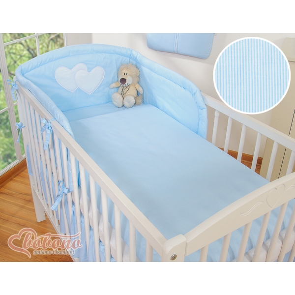 Set Biancheria 2 parti Blu a Strisce Cuori
