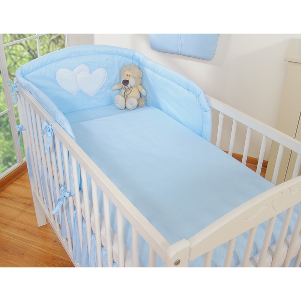 Set Biancheria 2 parti Blu a Strisce Cuori