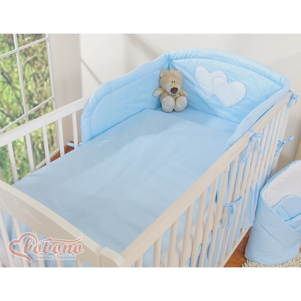 Set Biancheria 2 parti Blu a Strisce Cuori