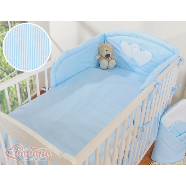 Set Biancheria 2 parti Blu a Strisce Cuori