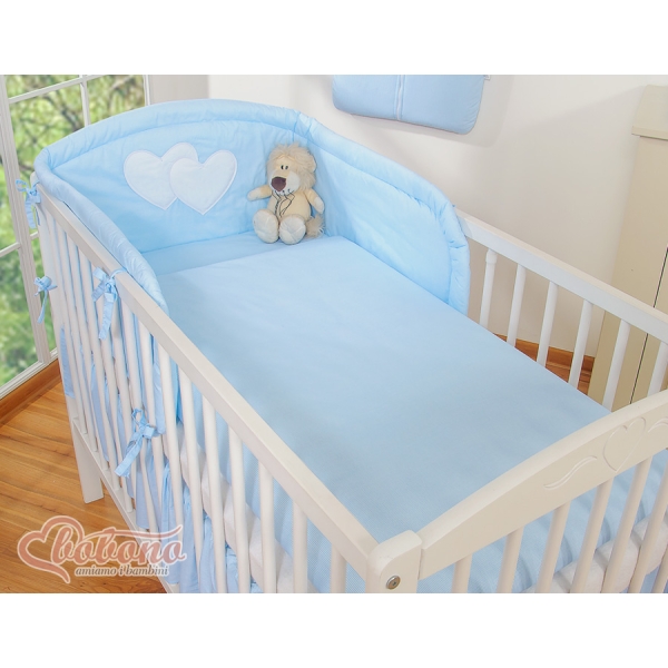 Set Biancheria 2 parti Blu a Strisce Cuori