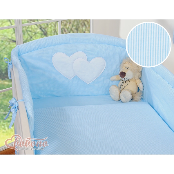 Set Biancheria 2 parti Blu a Strisce Cuori