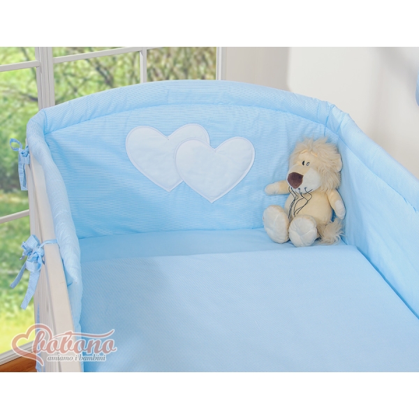 Set Biancheria 2 parti Blu a Strisce Cuori