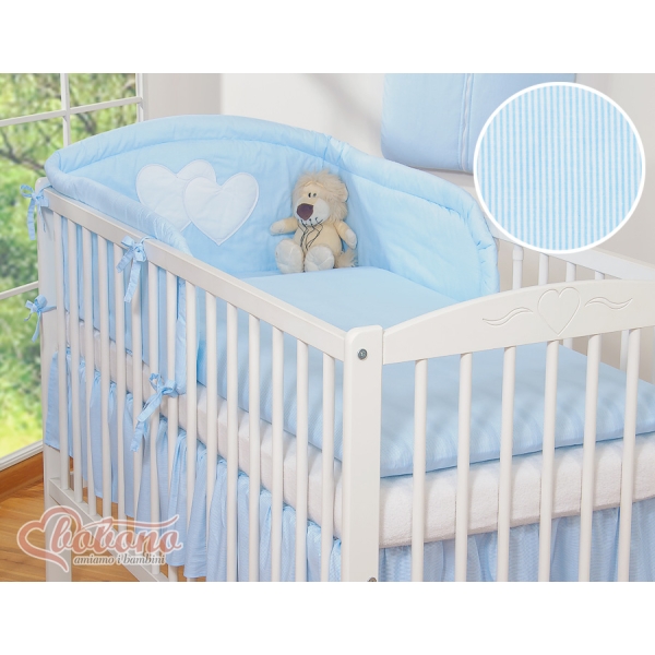Set Biancheria 2 parti Blu a Strisce Cuori