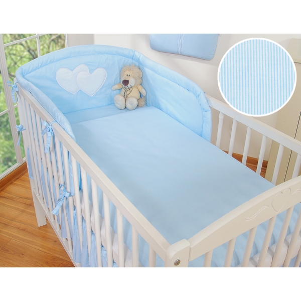 Set Biancheria 2 parti Blu a Strisce Cuori