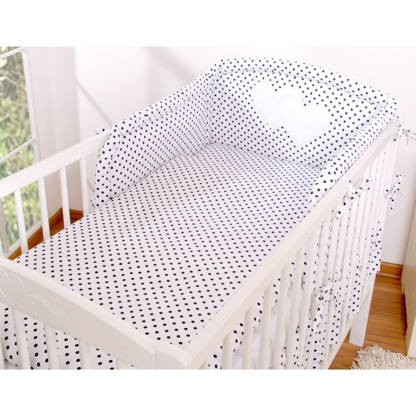 Set Biancheria 2 parti Nero Pois Bianchi Cuori