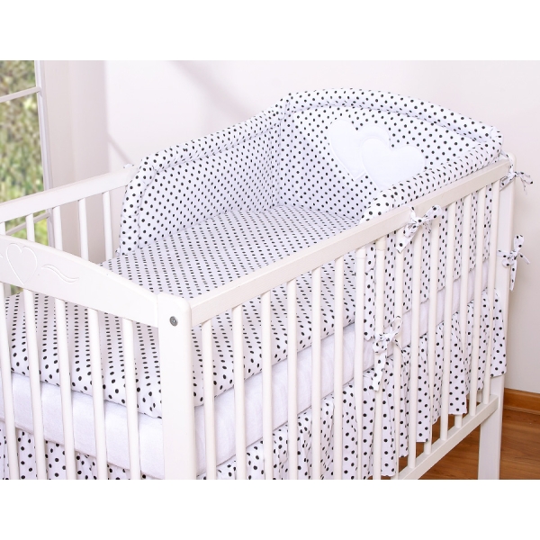 Set Biancheria 2 parti Nero Pois Bianchi Cuori
