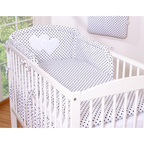 Set Biancheria 2 parti Nero Pois Bianchi Cuori