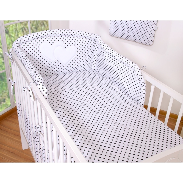 Set Biancheria 2 parti Nero Pois Bianchi Cuori