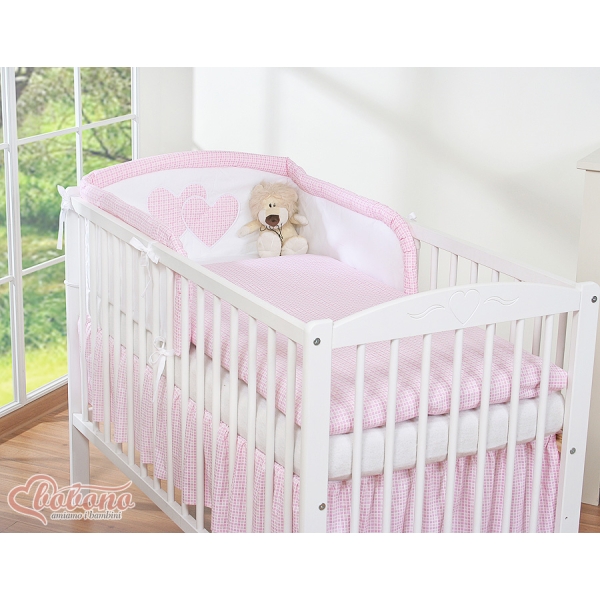 Set Biancheria 2 parti Rosa a Scacchi Cuori