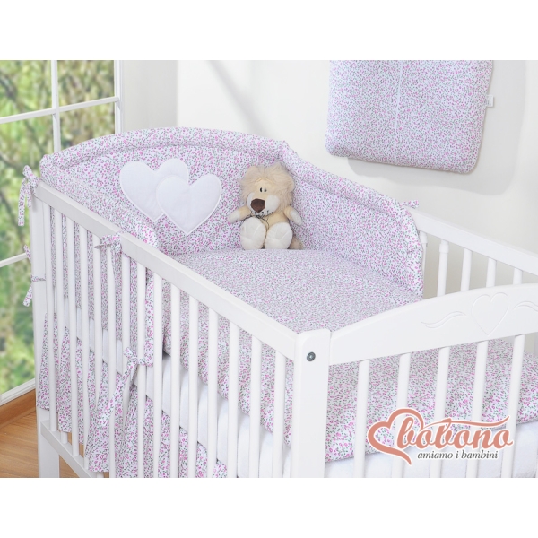 Set Biancheria 2 parti Rosa Fiori Fiori Cuori
