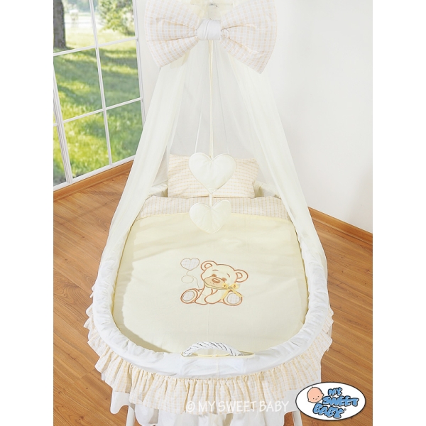 Rivestimento culla in vimini prenatal 4 parti con Velo Beige