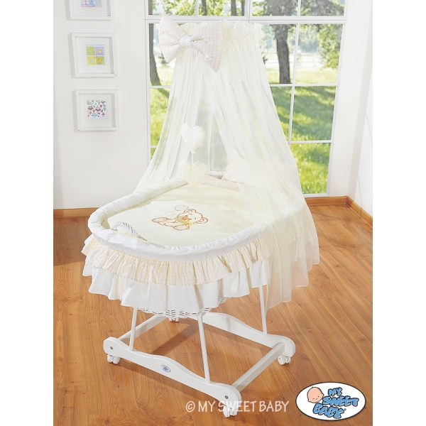 Rivestimento culla in vimini prenatal 4 parti con Velo Beige