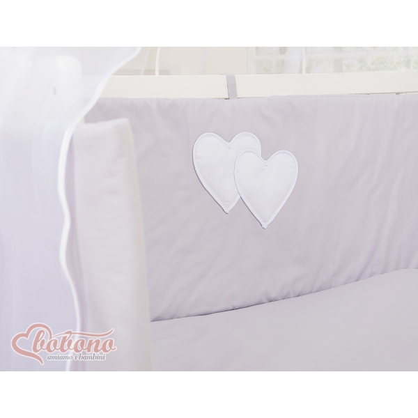 Set Biancheria con Baldacchino 6 parti Grigio Cuori