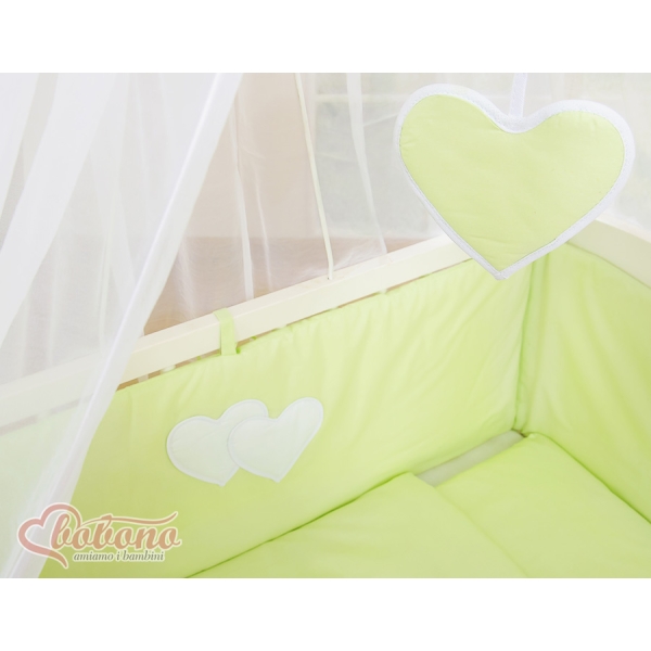 Set Biancheria con Baldacchino 6 parti Verde Cuori