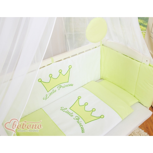 Set Biancheria con Baldacchino 6 parti Verde Little Prince/Princess