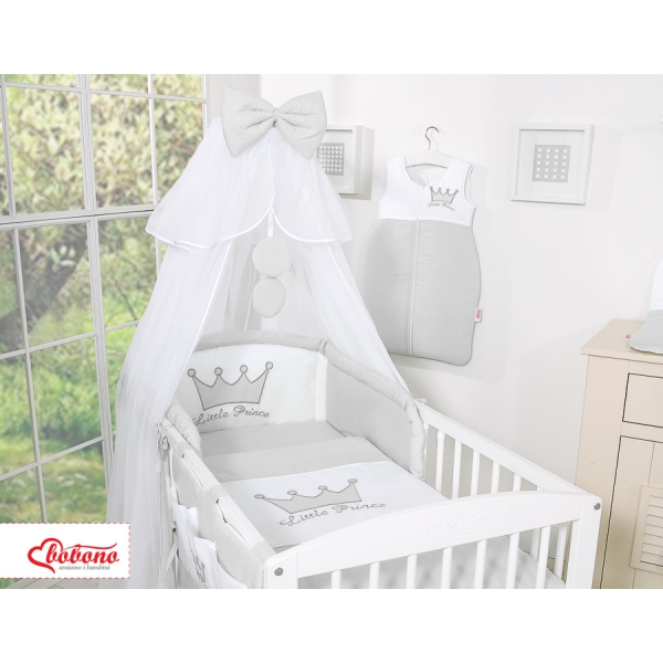 Set Biancheria da Lettino con Zanzariera 7 parti Grigio Little Prince/Princess