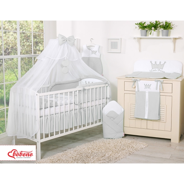 Set Biancheria da Lettino con Zanzariera 7 parti Grigio Little Prince/Princess