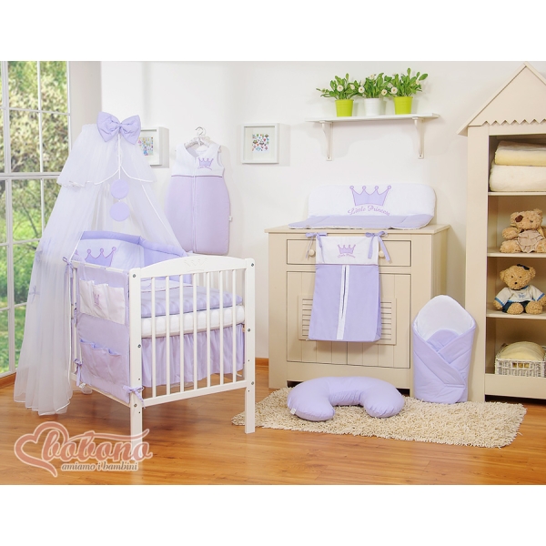 Set Biancheria da Lettino con Zanzariera 7 parti Lilla Little Prince/Princess