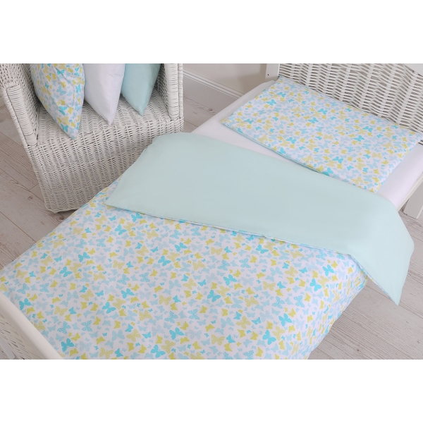 Set Biancheria da Letto 140x200cm 2 parti - Junior Blu Farfalle