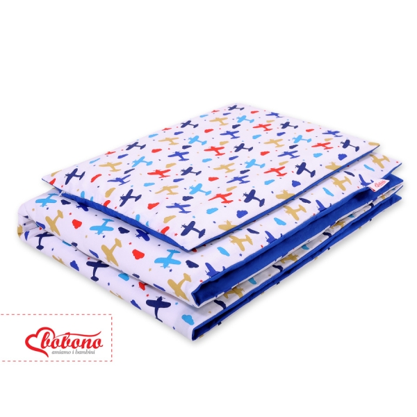 Set Biancheria da Letto 140x200cm 2 parti - Junior Blu Scuro Aereo