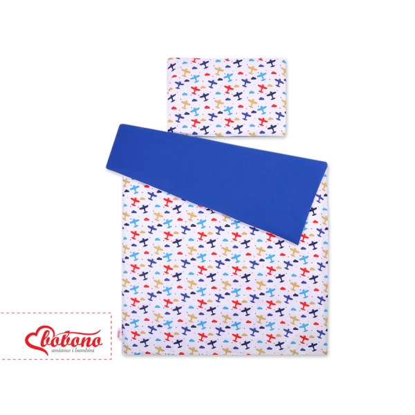 Set Biancheria da Letto 140x200cm 2 parti - Junior Blu Scuro Aereo