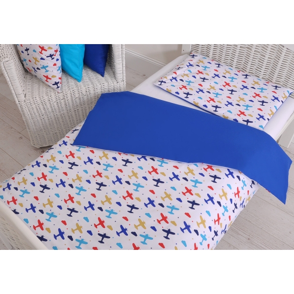 Set Biancheria da Letto 140x200cm 2 parti - Junior Blu Scuro Aereo