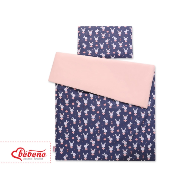 Set Biancheria da Letto 140x200cm 2 parti - Junior Blu Scuro Conigli