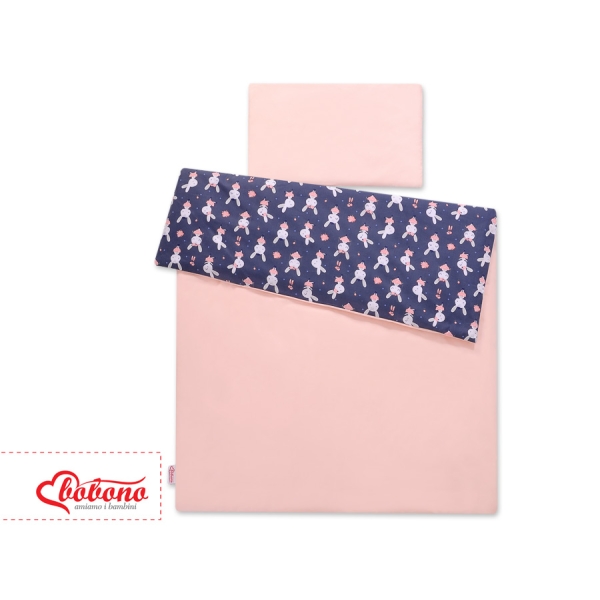 Set Biancheria da Letto 140x200cm 2 parti - Junior Blu Scuro Conigli