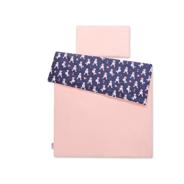 Set Biancheria da Letto 140x200cm 2 parti - Junior Blu Scuro Conigli