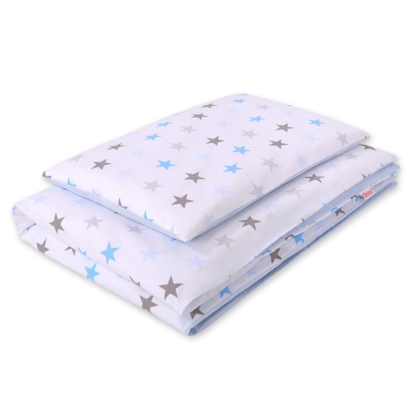 Set Biancheria da Letto 140x200cm 2 parti - Junior Grigio Blu Stelle
