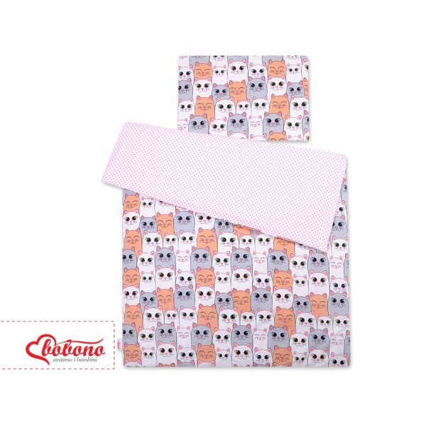 Set Biancheria da Letto 140x200cm 2 parti - Junior Rosa Grigio Gatti