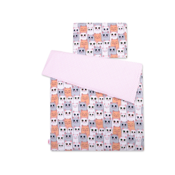 Set Biancheria da Letto 140x200cm 2 parti - Junior Rosa Grigio Gatti