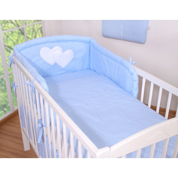 Set Biancheria da Letto 2 parti Blu Pois Bianchi Cuori