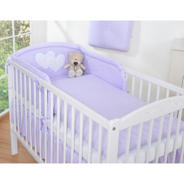 Set Biancheria da Letto 2 parti Lilla Pois Bianchi Cuori