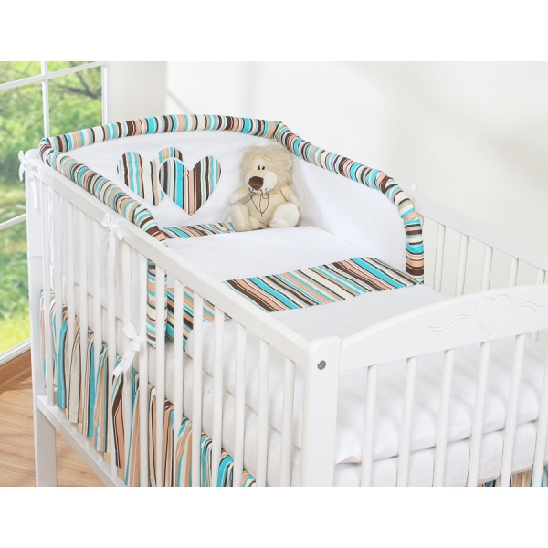 Set Biancheria da Letto 2 parti Marrone a Strisce Cuori