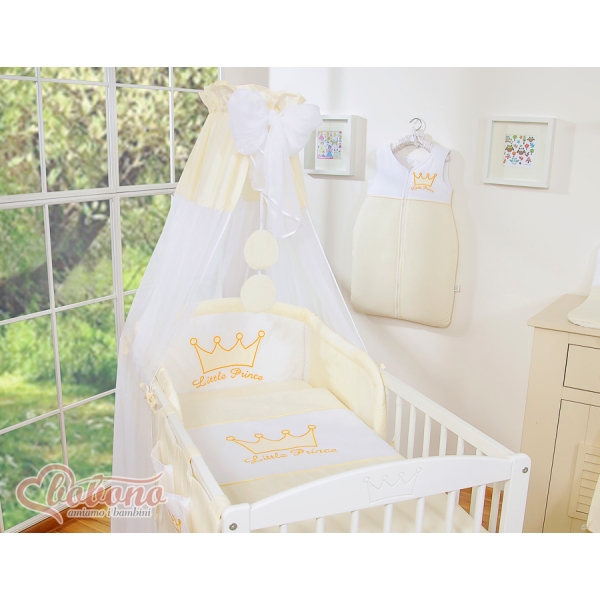 Set Biancheria da Letto con Baldacchino e Paracolpi 11 parti Creme Little Prince/Princess